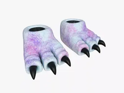 Slippers G07 White Purple Dino Paw - Costume Character Design Low-poly 3D model