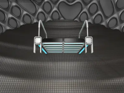 Sci-Fi Stairs - 18- Silver Blue Neon Light Version Low-poly 3D model