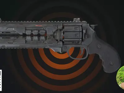 Cyberpunk Energy Revolver Iron Black 3D model
