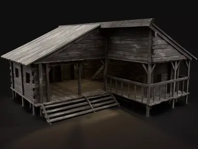 BLACKSMITH WORKSHOP FORGE SMITHY WAREHOUSE SHOP TAVERN INN HOUSE Low-poly 3D model