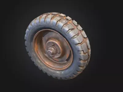 Weathered Wheel Low-poly 3D model