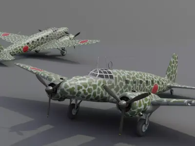 Mitsubishi Ki-57 Transport Aircraft Low-poly 3D model