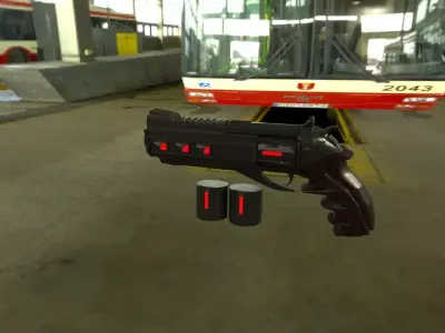 Sci-fi Gun with amo Low-poly 3D model