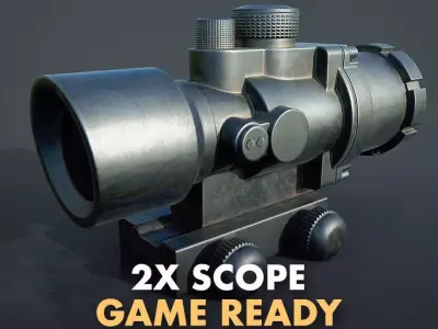 2x gun scope  Low-poly 3D model