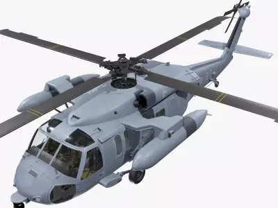 UH-60 Black Hawk South Korea Air Force Basic Animation 3D model