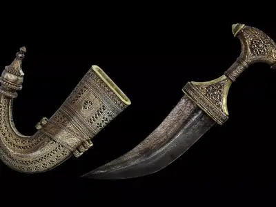 Arabian dagger Low-poly 3D model
