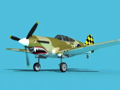 Curtiss P-40B Warhawk V05 USAAF 3D model