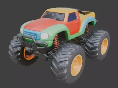 Stylized Off-Road Monster Truck 3D Model Low-poly 3D model