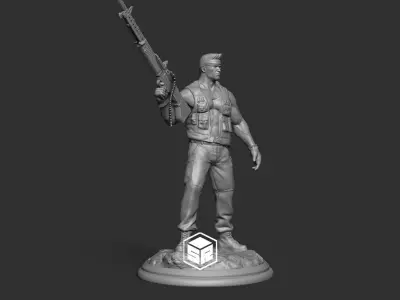 Soldier man with gun 3D print model