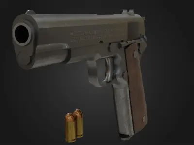 Colt M1911 Pistol Low-poly 3D model
