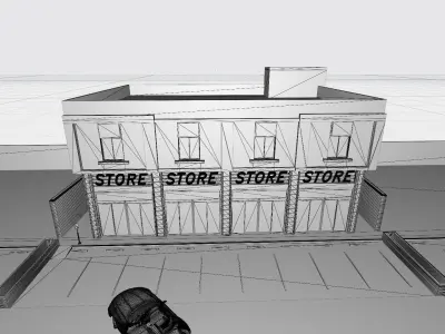 Commercial residential building Low-poly 3D model