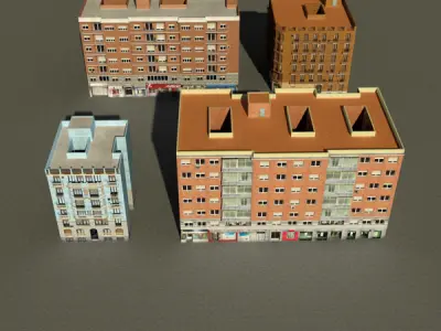 Building Collection 69-72 Low-poly 3D model