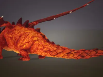 Stylized RedDragon Low-poly 3D model
