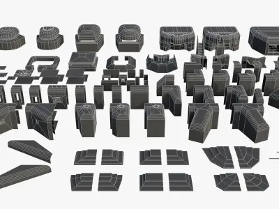 Modular Bunker WWII Low-poly 3D model