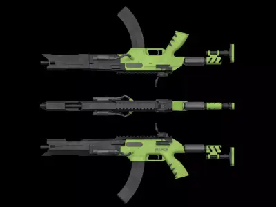 Futuristic AK Style Rifle Game Ready Gun Asset  Low-poly 3D model