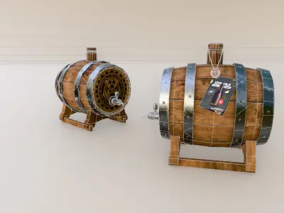 Modern Wooden Beer Keg Low-poly 3D model