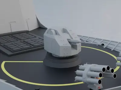 H-PJ 26 76mm Naval Gun Free low-poly 3D model