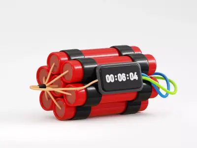 Cartoon Digital Time Bomb Dynamite Low-poly 3D model