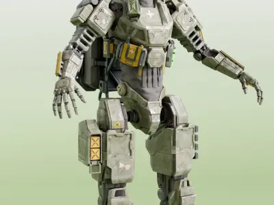 Bravo - Irish Themed War Machine Robot GAME READY and RIGGED Low-poly 3D model