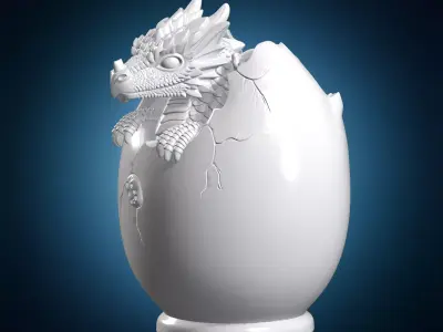 Hatching Dragon Egg 3D Print Model 3D print model