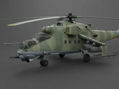 MIL MI 24 V Hind Attack helicopter Low-poly 3D model