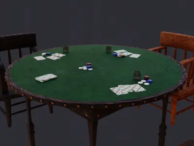 Poker table 3D Model  Low-poly 3D model