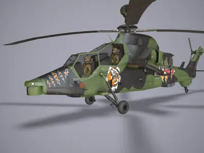  EC-665 Tiger HAC Germany Complex Animation Low-poly 3D model
