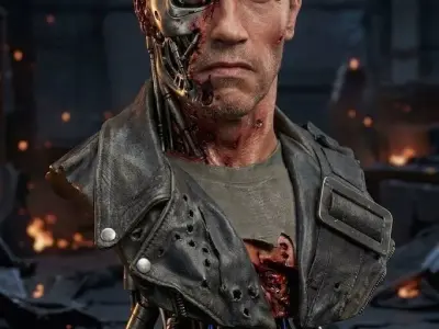 Battle Damaged T800 Bust STL Terminator Cyborg 3D Statue 3D print model