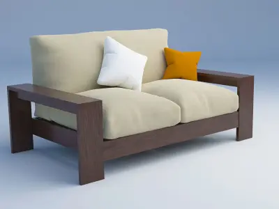 Couch low poly with single 4K texture Free low-poly 3D model