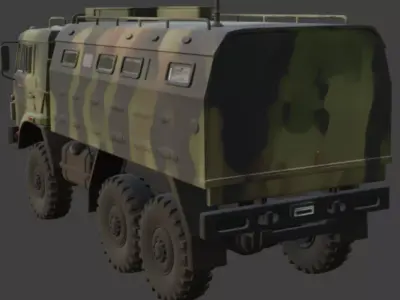 Damaged Military Truck 3D Model 3D model