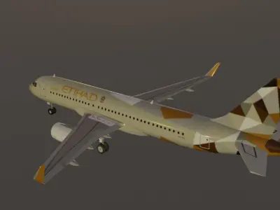 Etihad Airbus a320-232 low poly 3D model  Low-poly 3D model