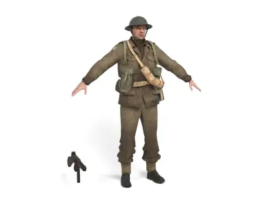 British Allied Soldier Low-poly 3D model