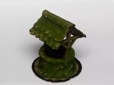 Mossy Medieval Wishing Well 3D Model 3D model