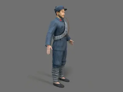 China soldier Low-poly 3D model