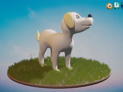Cute little Puppy Dog Low-poly 3D model