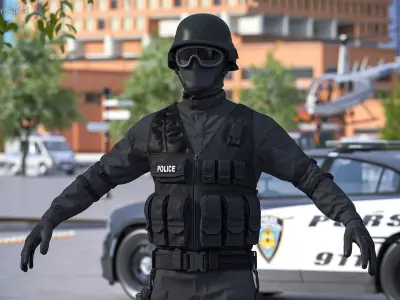 SWAT Police Officer Tactical Gear 3D model