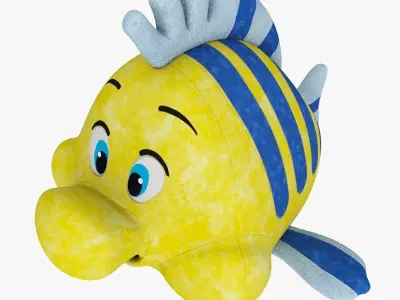 Soft Toy Flounder Low-poly 3D model