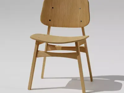 Wooden school chair  Free 3D model