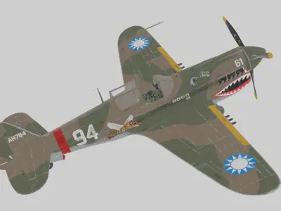 Average War Hawk Fully Rigged Fighter Aircraft Clean Topology 3D model