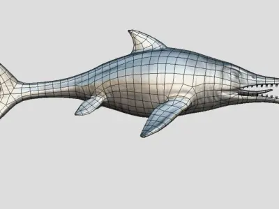 Ophthalmosaurus Realistic Animated Low-poly 3D model