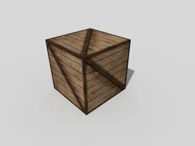 low poly wooden box Low-poly 3D model