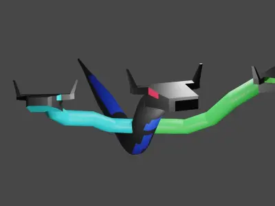 3 headed worm 3D model