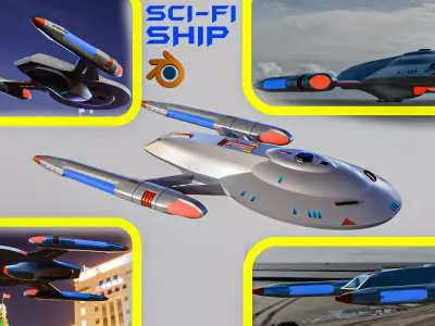 Sci-Fi Ship Low-poly 3D model