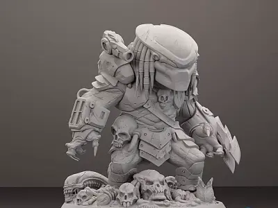 Chibi Galactic Predator - 3D STL Miniature - with Scenic Base 3D print model