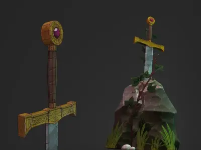 Excalibur Sword Low-poly 3D model