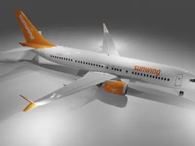 Sunwing Airlines Boeing 737 max 8 3D model  Low-poly 3D model