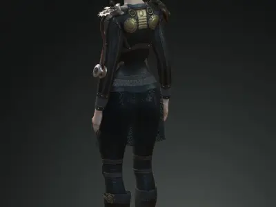 Steampunk rigged character Low-poly 3D model 2