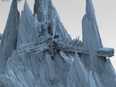 Spaceship cliff base Bridge 3D model