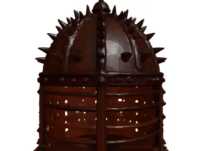 Rusty Medieval Iron Cage Helmet 3D model