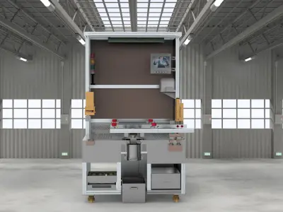 Spraying-manual-table electronic machine with computer 3D model